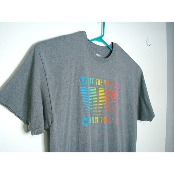 Vans Off the Wall Mens Gray Graphic T-Shirt XXL Tee Skater Boarder Rainbow Vtg - Picture 3 of 7